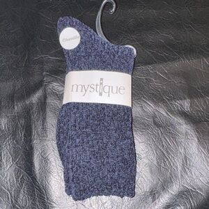 Mystique Chenille Socks in Heather Navy, NEW